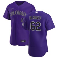 Colorado Colorado Rockies #62 Yency Almonte Men's Nike Purple Alternate 2020 Authentic Player MLB Jersey