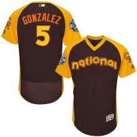 Colorado Rockies #5 Carlos Gonzalez Brown Flexbase Authentic Collection 2016 All-Star National League Stitched MLB Jersey