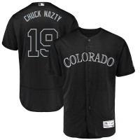 Colorado Colorado Rockies #19 Charlie Blackmon Chuck Nazty Majestic 2019 Players' Weekend Flex Base Authentic Player Jersey Black