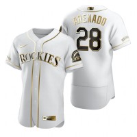 Colorado Colorado Rockies #28 Nolan Arenado White Nike Men's Authentic Golden Edition MLB Jersey