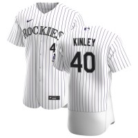 Colorado Colorado Rockies #40 Tyler Kinley Men's Nike White Home 2020 Authentic Player MLB Jersey