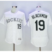 Colorado Rockies #19 Charlie Blackmon White Strip Flexbase Authentic Collection Stitched MLB Jersey