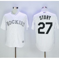 Colorado Rockies #27 Trevor Story White Strip New Cool Base Stitched MLB Jersey