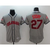Colorado Rockies #27 Trevor Story Grey Fashion Stars & Stripes Flexbase Authentic Stitched MLB Jersey