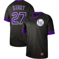 Nike Colorado Rockies #27 Trevor Story Black Authentic Cooperstown Collection Stitched MLB Jersey