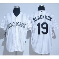 Colorado Rockies #19 Charlie Blackmon White Strip New Cool Base Stitched MLB Jersey