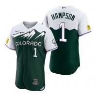 Colorado Colorado Rockies #1 Garrett Hampson Green Men's MLB Nike Authentic 2022 City Connect Jersey