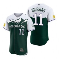 Colorado Colorado Rockies #11 Jose Iglesias Green Men's MLB Nike Authentic 2022 City Connect Jersey