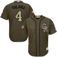 Colorado Rockies #4 Pat Valaika Green Salute to Service Stitched MLB Jersey