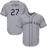 Colorado Rockies #27 Trevor Story Grey New Cool Base Stitched MLB Jersey