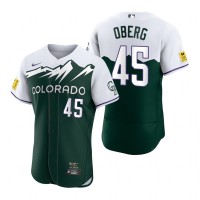 Colorado Colorado Rockies #45 Scott Oberg Green Men's MLB Nike Authentic 2022 City Connect Jersey