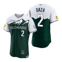 Colorado Colorado Rockies #2 Yonathan Daza Green Men's MLB Nike Authentic 2022 City Connect Jersey