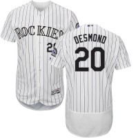 Colorado Rockies #20 Ian Desmond White Strip Flexbase Authentic Collection Stitched MLB Jersey