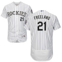 Colorado Rockies #21 Kyle Freeland White Strip Flexbase Authentic Collection Stitched MLB Jersey
