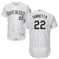 Colorado Rockies #22 Chris Iannetta White Strip Flexbase Authentic Collection Stitched MLB Jersey