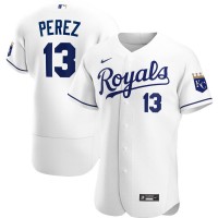Kansas City Kansas City Royals #13 Salvador Perez Men's Nike White Home 2020 Authentic Player MLB Jersey