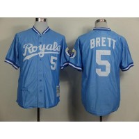 Mitchell and Ness Kansas City Royals #5 George Brett Light Blue Throwback Stitched MLB Jersey