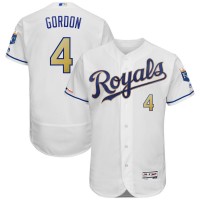Kansas City Kansas City Royals #4 Alex Gordon Majestic Alternate Authentic Collection Flex Base Player Jersey White
