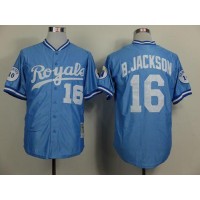 Mitchell and Ness Kansas City Royals #16 Bo Jackson Light Blue Throwback Stitched MLB Jersey