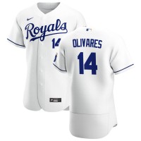 Kansas City Kansas City Royals #14 Edward Olivares Men's Nike White Home 2020 Authentic Player MLB Jersey