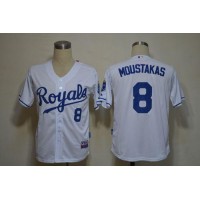 Kansas City Royals #8 Mike Moustakas White Cool Base Stitched MLB Jersey