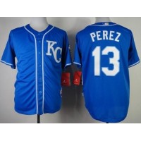 Kansas City Royals #13 Salvador Perez Blue Alternate 2 Cool Base Stitched MLB Jersey