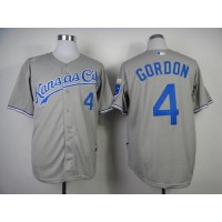 Kansas City Royals #4 Alex Gordon Grey Cool Base Stitched MLB Jersey