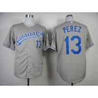 Kansas City Royals #13 Salvador Perez Grey Cool Base Stitched MLB Jersey