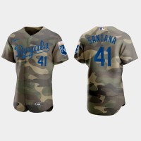 Kansas City Kansas City Royals #41 Carlos Santana Men's Nike 2021 Armed Forces Day Authentic MLB Jersey -Camo