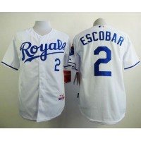 Kansas City Royals #2 Alcides Escobar White Cool Base Stitched MLB Jersey