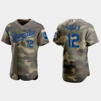 Kansas City Kansas City Royals #12 Jorge Soler Men's Nike 2021 Armed Forces Day Authentic MLB Jersey -Camo