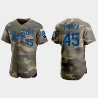 Kansas City Kansas City Royals #45 Kyle Zimmer Men's Nike 2021 Armed Forces Day Authentic MLB Jersey -Camo