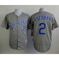 Kansas City Royals #2 Alcides Escobar Grey Cool Base Stitched MLB Jersey