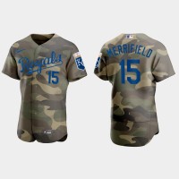 Kansas City Kansas City Royals #15 Whit Merrifield Men's Nike 2021 Armed Forces Day Authentic MLB Jersey -Camo