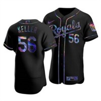 Kansas City Kansas City Royals #56 Brad Keller Men's Nike Iridescent Holographic Collection MLB Jersey - Black
