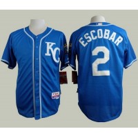 Kansas City Royals #2 Alcides Escobar Blue Alternate 2 Cool Base Stitched MLB Jersey