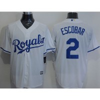 Kansas City Royals #2 Alcides Escobar White New Cool Base Stitched MLB Jersey