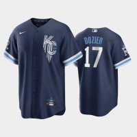Kansas City Kansas City Royals #17 Hunter Dozier Men's Nike Game Replica 2022 City Connect Navy Jersey