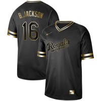 Nike Kansas City Royals #16 Bo Jackson Black Gold Authentic Stitched MLB Jersey
