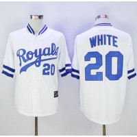 Mitchell And Ness Kansas City Royals #20 Frank White White Throwback Stitched MLB Jersey