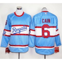 Kansas City Royals #6 Lorenzo Cain Light Blue Long Sleeve Stitched MLB Jersey