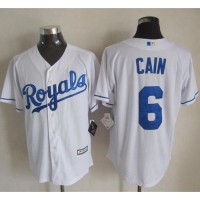Kansas City Royals #6 Lorenzo Cain White New Cool Base Stitched MLB Jersey