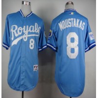 Kansas City Royals #8 Mike Moustakas Light Blue 1985 Turn Back The Clock Stitched MLB Jersey