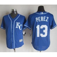 Kansas City Royals #13 Salvador Perez Blue Alternate 2 New Cool Base Stitched MLB Jersey