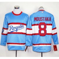 Kansas City Royals #8 Mike Moustakas Light Blue Long Sleeve Stitched MLB Jersey