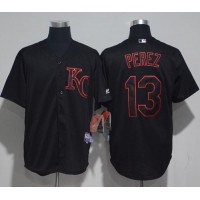Kansas City Royals #13 Salvador Perez Black Strip Stitched MLB Jersey