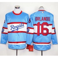 Kansas City Royals #16 Paulo Orlando Light Blue Long Sleeve Stitched MLB Jersey
