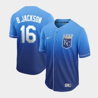Nike Kansas City Royals #16 Bo Jackson Royal Fade Authentic Stitched MLB Jersey
