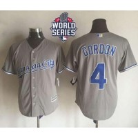 Kansas City Royals #4 Alex Gordon New Grey Cool Base W/2015 World Series Patch Stitched MLB Jersey