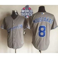 Kansas City Royals #8 Mike Moustakas New Grey Cool Base W/2015 World Series Patch Stitched MLB Jersey